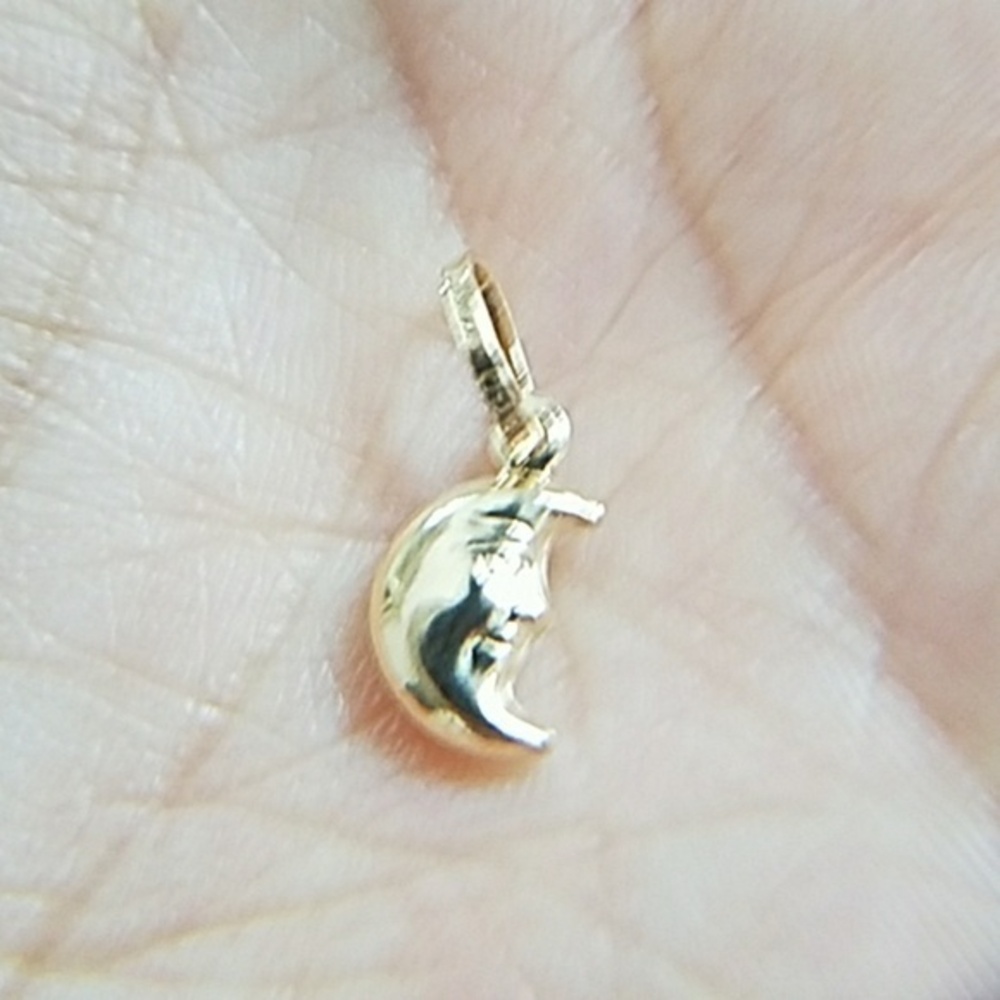 Moon Pendant 14k Yellow Gold Charm Necklace